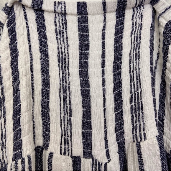 AEO jumpsuit wide legs flare blue white striped light Bohemian smock back XS - Picture 6 of 15